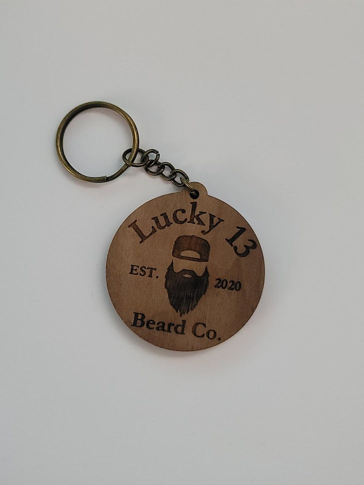 Lucky 13 Wooden Keychain
